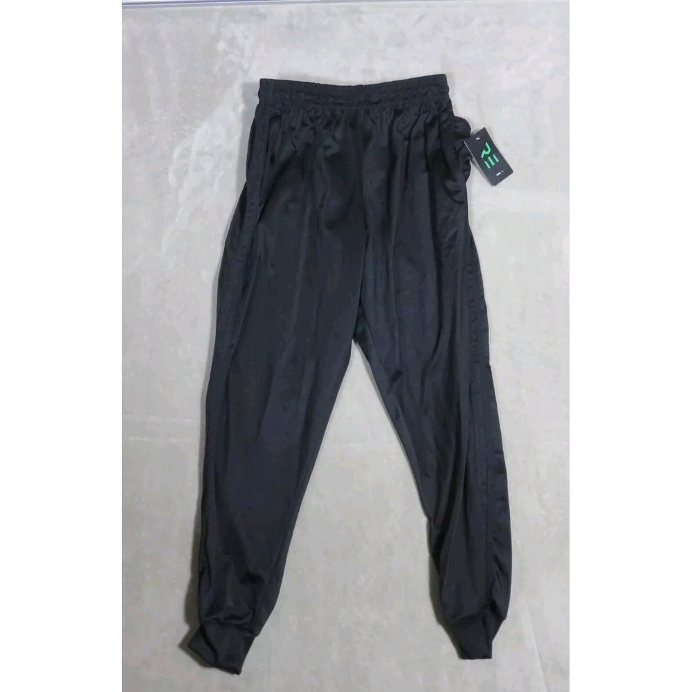 Real Essentials Mens Black Active Track Jogger‎ Pants Triple Stripe RN107230 L